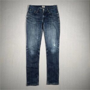 Naked and Famous SkinnyGirl Jeans Womens 27 Blue Denim Indigo Stretch Distressed